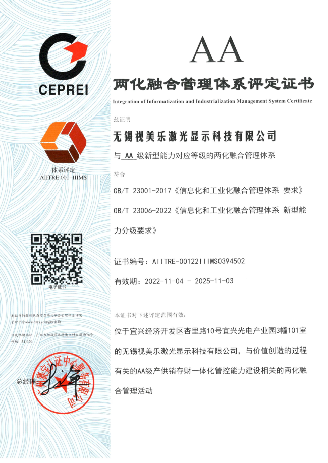 喜報 | AA級！SEEMILE榮獲兩化融合管理體系評定證書